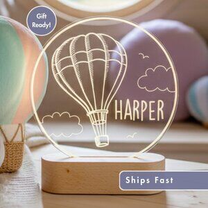 Personalized Hot Air Balloon Night Light – Custom LED Lamp for Kids
